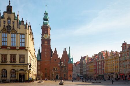 Poland. Wroclaw Houses and streets of the city of Wroclaw. Cityscape. February 20, 2018