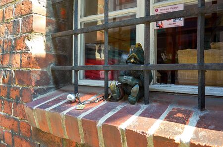 Poland. Wroclaw. Bronze statuette of the gnome in Wroclaw. February 20, 2018のeditorial素材