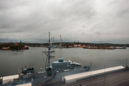 Sweden. Stockholm. Stockholm coast early in the morning. Lights of the morning city. September 17, 2018のeditorial素材