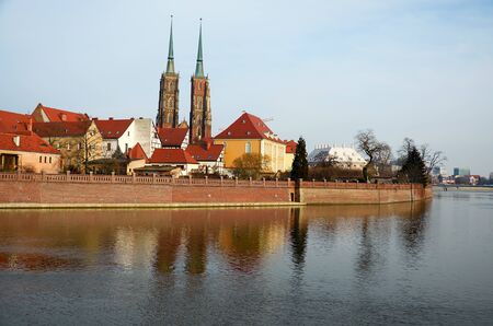 Poland. Wroclaw Houses and streets of the city of Wroclaw. Cityscape. February 20, 2018のeditorial素材