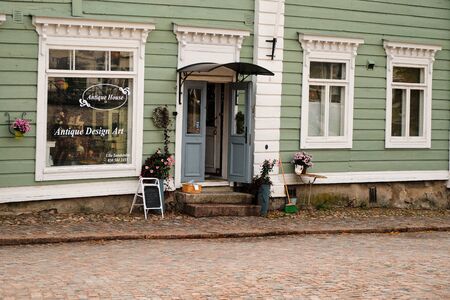 Finland. Porvoo. Houses and streets of Porvoo. City autumn landscape. September 21, 2018