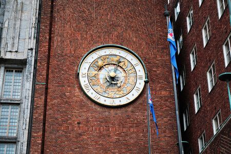 Norway. Oslo. Oslo City Hall, built of dark brick. September 18, 2018のeditorial素材