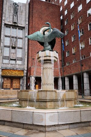 Norway. Oslo. Oslo City Hall, built of dark brick. September 18, 2018のeditorial素材
