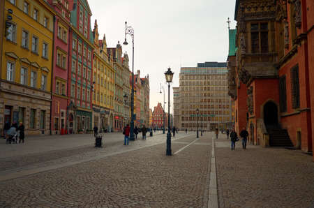 Poland. Wroclaw Houses and streets of the city of Wroclaw. Cityscape. February 20, 2018