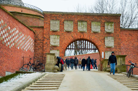 Poland. Krakow. Houses and street of the city of Krakow. Cityscape. February 21, 2018のeditorial素材