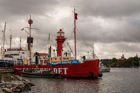 Sweden. Stockholm. Ships in the harbor of Stockholm. September 17, 2018のeditorial素材