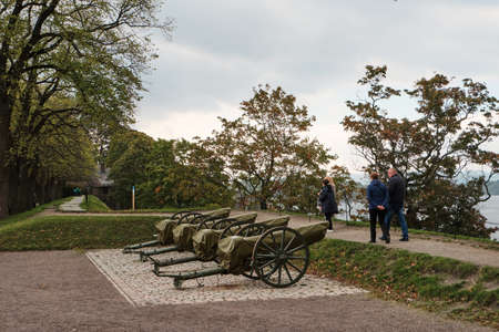 Norway. Oslo. Old cannons on the territory of the Akershus Fortress in Oslo. September 18, 2018のeditorial素材