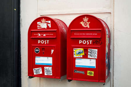 Denmark. Copenhagen. Copenhagen mailboxes are red. September 19, 2018のeditorial素材