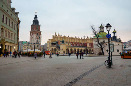 Poland. Krakow. Houses and street of the city of Krakow. Cityscape. February 21, 2018のeditorial素材