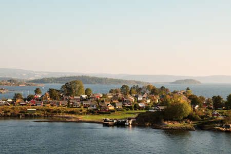 Norway. Oslo. View of the Oslo fjord from the ferry deck. September 18, 2018のeditorial素材