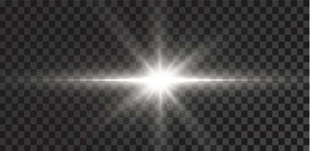 Shining stars isolated on a transparent white background. Effects, glareのイラスト素材