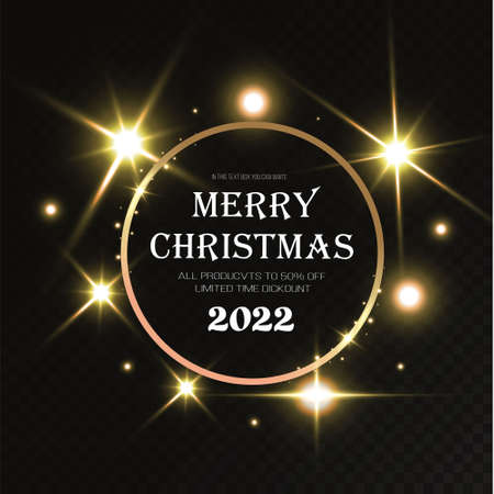 Luxury round luminous christmas gold banner. Gold circle frame withのイラスト素材