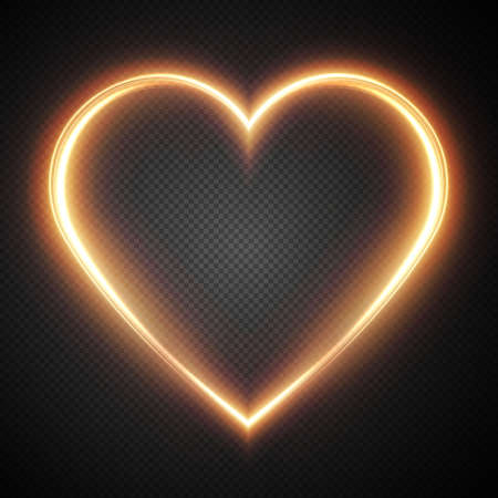 Heart gold with flashes isolated on transparent background. Light heartのイラスト素材