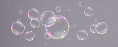 Collection of realistic soap bubbles. Png Bubbles are located onのイラスト素材