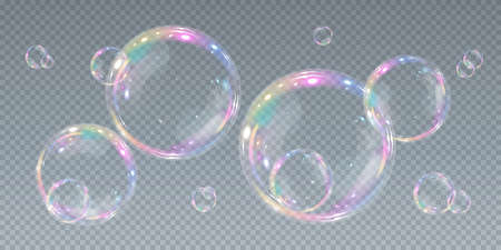 Collection of realistic soap bubbles. Png Bubbles are located onのイラスト素材