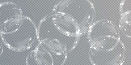 Collection of realistic soap bubbles. Png Bubbles are located onのイラスト素材