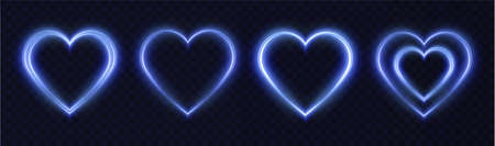 Heart blue flashes isolated on transparent background. Light heart forのイラスト素材