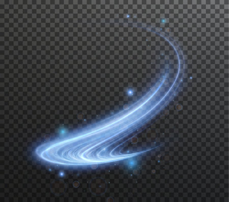 Light blue Twirl. Curve light effect of blue line. PNGのイラスト素材
