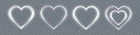 Heart white with flashes isolated on transparent background. Light heartのイラスト素材