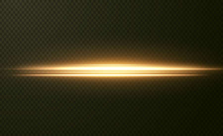 Shining golden stars isolated on black background. Effects, lens flareのイラスト素材