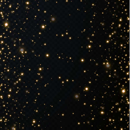 Christmas falling golden lights. Magic abstract gold dust and glareのイラスト素材