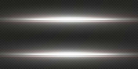 White horizontal lens flares pack. Laser beams, horizontal light raysのイラスト素材