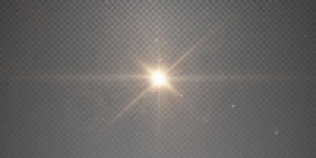 The sun is shining bright light rays with realistic glare.のイラスト素材