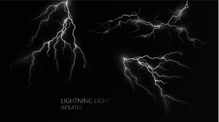 Light isolated vector lightning png. Magic light abstract lines. Realistic