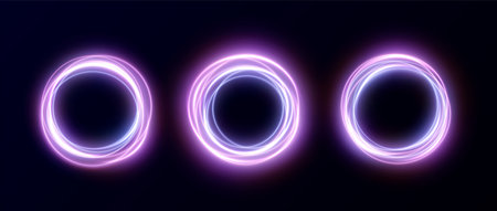 Creative light neon round frame png. Frame made of roundのイラスト素材