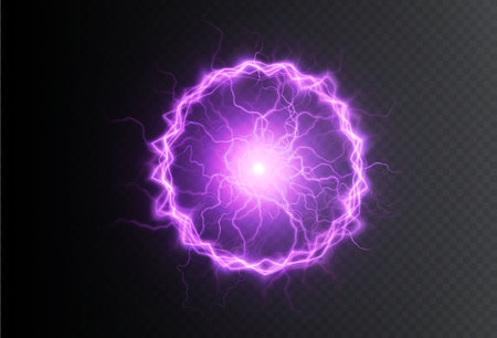 Powerful ball lightning pink set. A strong electric neon chargeのイラスト素材