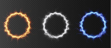 Powerful ball lightning gold, yellow, blue, red, green, pink setのイラスト素材