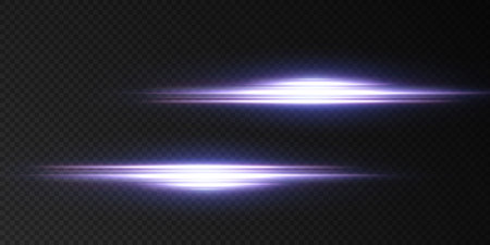 Shining neon stars isolated on black background. Effects, lens flareのイラスト素材