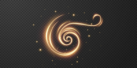 Light realistic curve. Magical sparkling golden glow effect.のイラスト素材