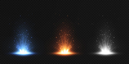 Collection of light effect. Set of gold festive effect. Lightのイラスト素材