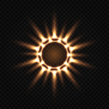 Collection of light effect. Set of gold festive effect. Lightのイラスト素材