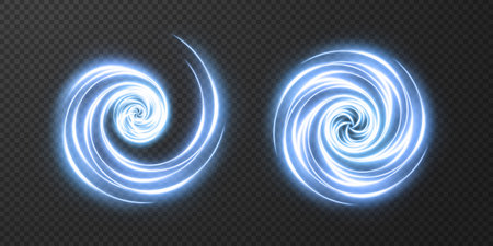 Light realistic curve. Magical sparkling golden glow effect.のイラスト素材