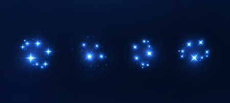 Collection of glowing vector light effects shine, sparks, flares, andのイラスト素材