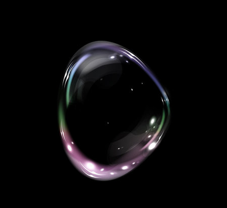 collection of realistic soap bubbles floating on a transparent background.のイラスト素材