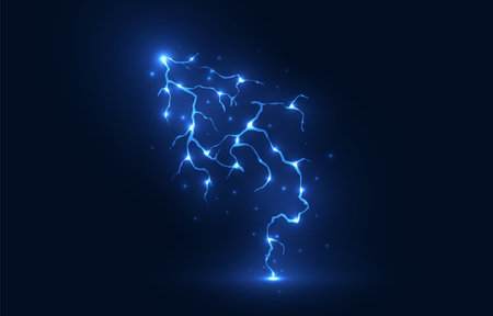 dramatic storm themed background featuring intense lightning strikes, glowing electricのイラスト素材