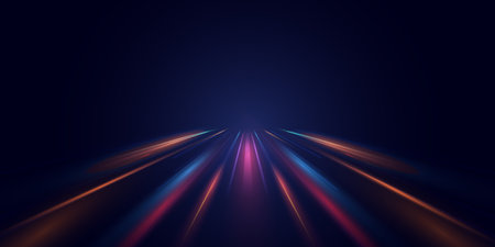 sleek, flowing neon light curve symbolizing speed and futuristic motionのイラスト素材