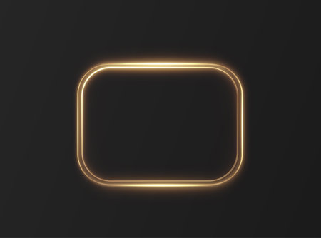 Glowing gold frames in circular and rectangular shapes with onのイラスト素材