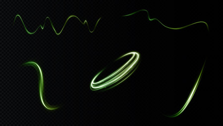glowing abstract vortex with neon green and blue circles, glitteringのイラスト素材