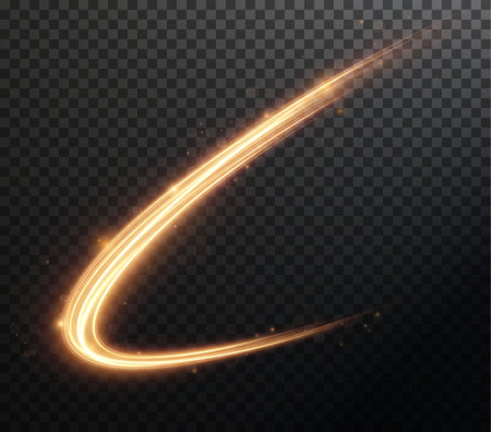 Light golden Twirl. Curve light effect of golden line. PNGのイラスト素材