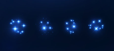 Collection of glowing vector light effects shine, sparks, flares, andのイラスト素材