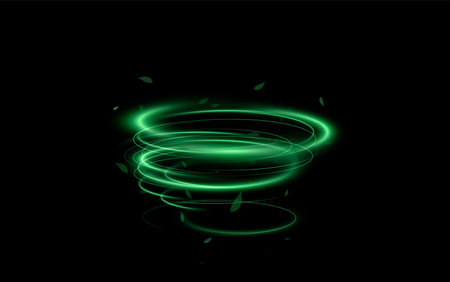 Futuristic neon swirl with glowing green tones, dynamic motion, andのイラスト素材