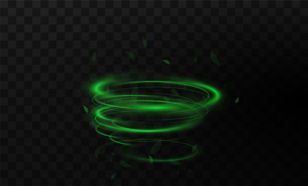 Futuristic neon swirl with glowing green tones, dynamic motion, andのイラスト素材