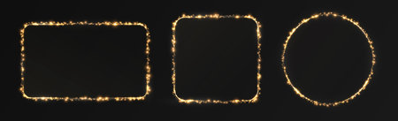 Set of colorful neon frames in square and rectangular shapesのイラスト素材