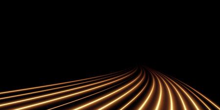 Luminous gold wavy line of light on a transparent backgroundのイラスト素材