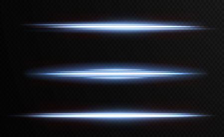 Package with blue horizontal highlights. Laser neon beams, horizontal lightのイラスト素材