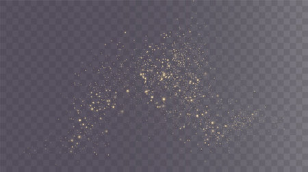 Christmas background. Powder dust light PNG. Magic shining gold dustのイラスト素材